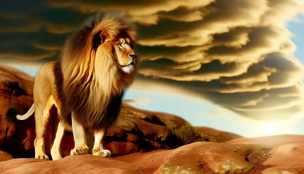majestic lion in savannah